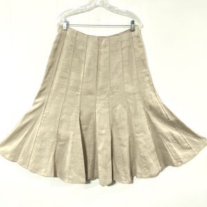 J. Jill  A-Line Skirt GLITTER Sparkle 10 Petite 10P Linen Blend FLARE Midi Beige